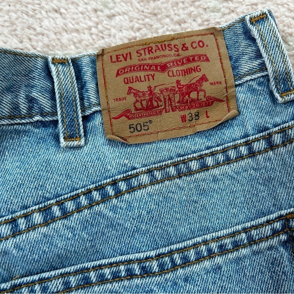 Vintage Levis 505 Jorts Denim Jean Shorts Size 38 Dad short Light wash Classic - Picture 12 of 15